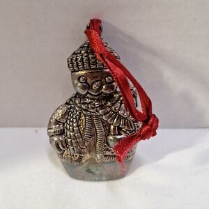 Gorham Silver Plated Snowman Holding Christmas Tree 2.75" Ornament Gift Topper